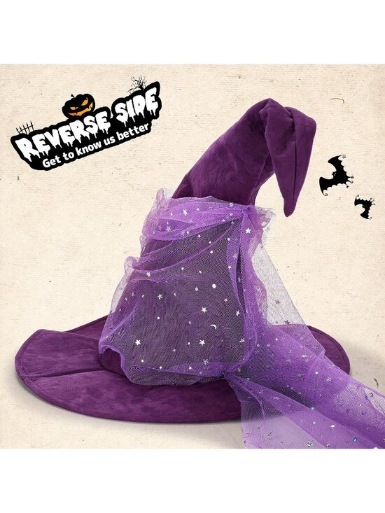 Wizard Mesh Purple Mesh Hat for Adult Halloween Costume Witch Cosplay Accessory main image 6